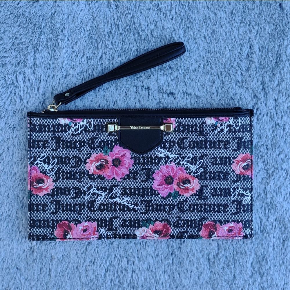 Juicy Couture Petal Stat‎ Black Word on the Street Wristlet